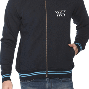 Turtle Neck Sweatshirt in Navy Blue with Electric Blue Highlights