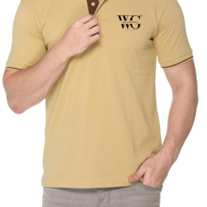 HIGHLINE Polo T-Shirt in Beige with Brown Tipping