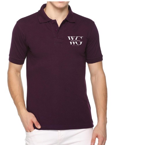 TITLIS Polo T-Shirt by WG – Purple color polo with white WG logo print
